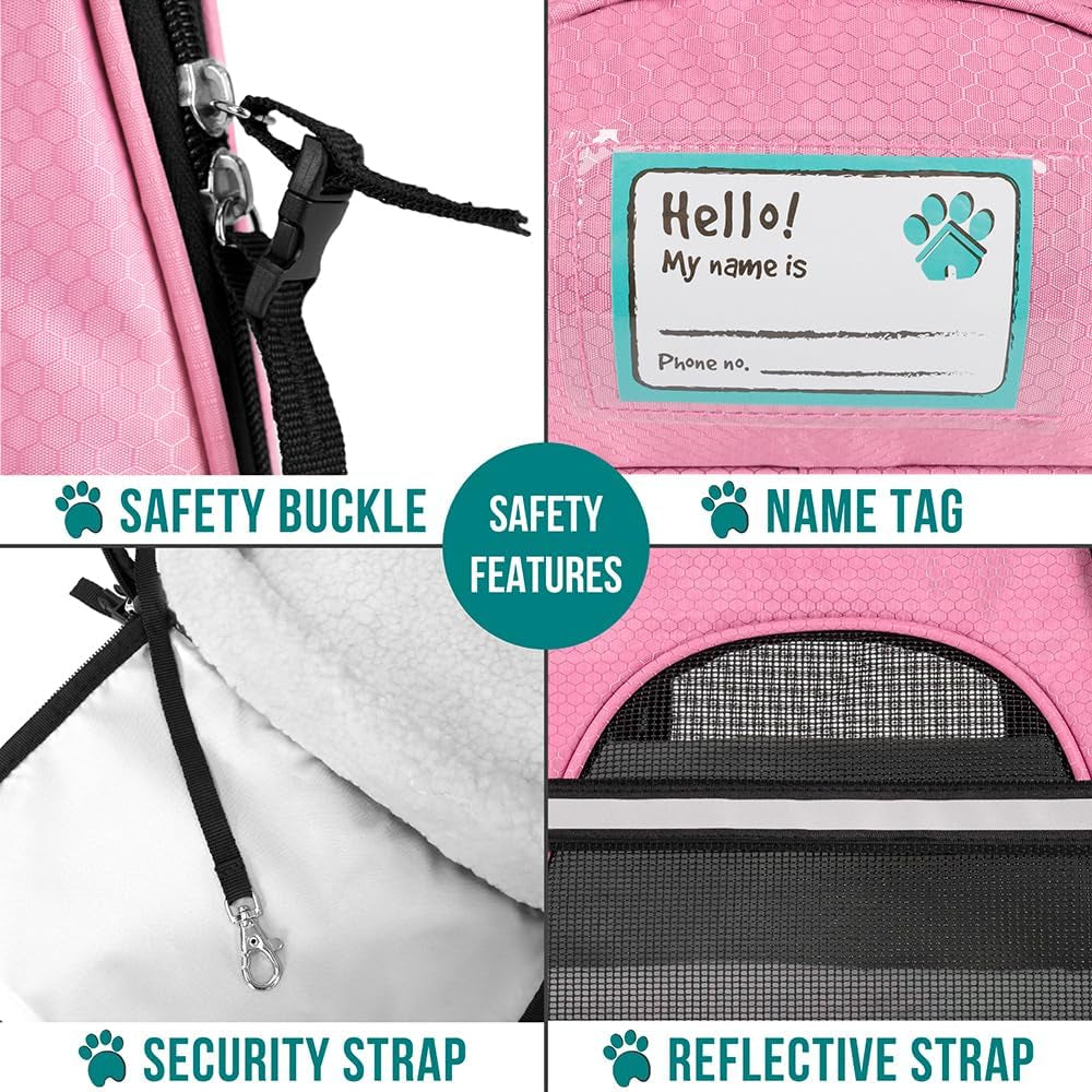 Comfortable and Stylish Airline Approved Pet Carrier for Cats and Small Dogs - Perfect Travel Companion in Pink